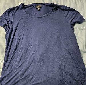 Short sleeve navy blue loose fit long shirt